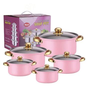 10 részes inox edénykészlet pink G15 kép