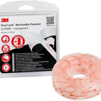 3M™ Dual-Lock™ öntapadó tépőzár SJ356B, átlátszó, 25 mm x 2,5 m bliszter csomagolásban kép