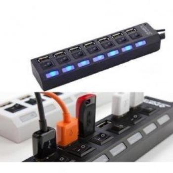 7 portos kapcsolható USB hub - Fekete kép