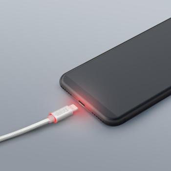 Adatkábel - iPhone &#34;lightning&#34; LED fénnyel ezüst - 1 m kép