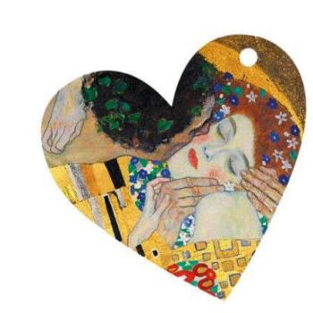 Ajándékkísérő kártya, papír, 10db-os, szív, Klimt: The Kiss kép