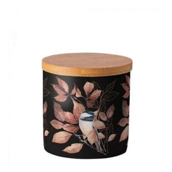 AMB.17417790 Lovely chickadee black porcelán konyhai tároló 10x10cm kép