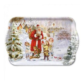 AMB.33717970 Santa bringing presents műanyag kistálca 13x21cm kép