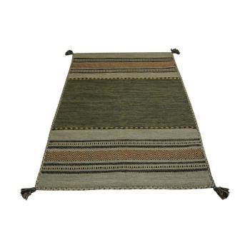 Antique Kilim zöld-barna pamut szőnyeg, 160 x 230 cm - Webtappeti kép