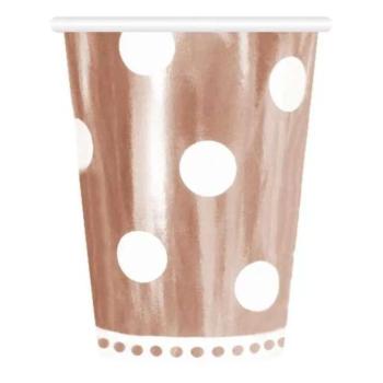 B&amp;amp;C Polka Dots Rose Gold papír pohár 6 db-os 266ml kép