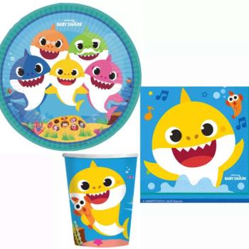 Baby Shark party szett 23cm-es tányérral 32db-os kép