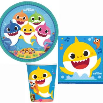 Baby Shark party szett 32 db-os 23 cm-es tányérral kép