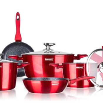 BANQUET Tapadásmentes felülettel rendelkező edénykészlet METALLIC RED, 12 db kép