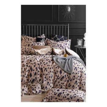 Barna négyrészes kétszemélyes hosszabbított pamut ágyneműhuzat lepedővel 200x220 cm Leopard – Mila Home kép