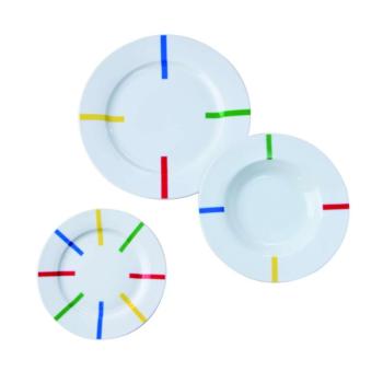 Benetton BE-0245 18 részes Porcelán Étkészlet, fehér-színes minta kép