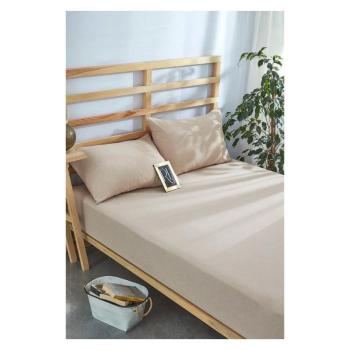 Bézs gumis pamut lepedő 180x200 cm – Mila Home kép