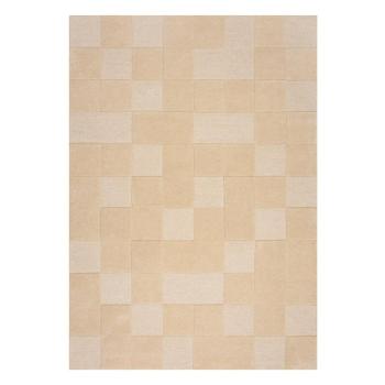 Bézs gyapjú szőnyeg 170x120 cm Checkerboard - Flair Rugs kép