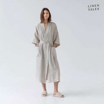 Bézs len fürdőköpeny L/XL Summer – Linen Tales kép