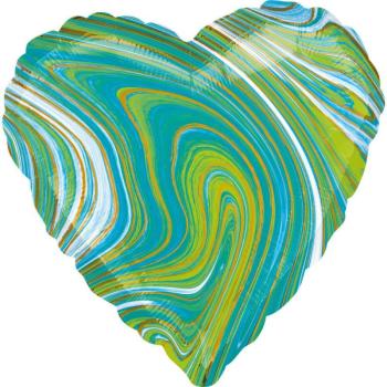 Blue Green Heart, Kék Zöld Szív Fólia lufi 43 cm kép