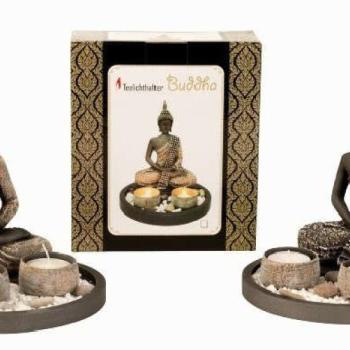 BUDDHA ÜLŐ MÉCSESTARTÓ H21,5CM kép