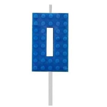 Building Blocks építőkocka tortagyertya számgyertya kék 0-ás kép