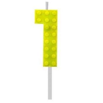 Building Blocks építőkocka tortagyertya számgyertya sárga 1-es kép