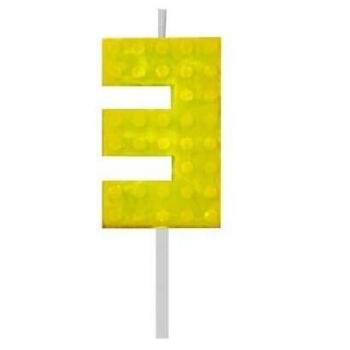Building Blocks építőkocka tortagyertya számgyertya sárga 3-as kép