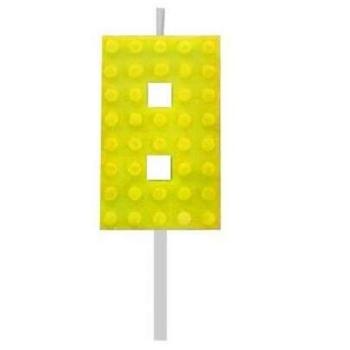 Building Blocks építőkocka tortagyertya számgyertya sárga 8-as kép