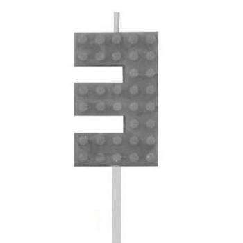 Building Blocks építőkocka tortagyertya számgyertya szürke 3-as kép