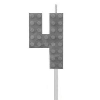 Building Blocks építőkocka tortagyertya számgyertya szürke 4-es kép