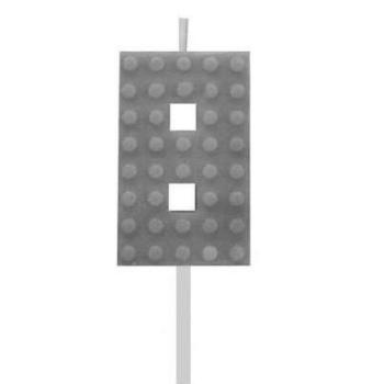 Building Blocks építőkocka tortagyertya számgyertya szürke 8-as kép