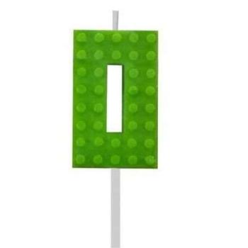 Building Blocks építőkocka tortagyertya számgyertya zöld 0-ás kép
