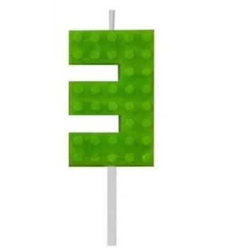 Building Blocks építőkocka tortagyertya számgyertya zöld 3-as kép