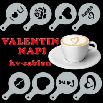 Cappuccino és kávé díszítő sablonok Valentin-napra (8db) kép