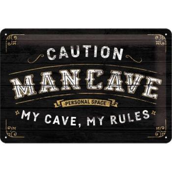 Caution - Man Cave Fémtábla kép