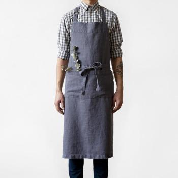 Chef sötétszürke len kötény, hosszúság 100 cm - Linen Tales kép