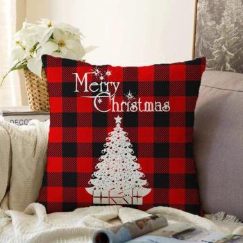 Christmas Tartan karácsonyi zsenília párnahuzat, 55 x 55 cm - Minimalist Cushion Covers kép