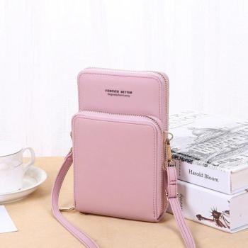 Cipzáros crossbody, női táska rózsaszín kép