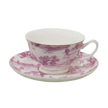 CLEEF.6CEKS0001P Porceláncsésze+alj, 250ml, keleti tájas, pink kép