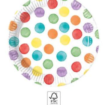 Color Party Dots, Színes papírtányér 8 db-os 20 cm FSC kép