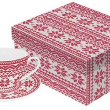 CSÉSZE + ALJ 2DB KARÁCSONYI 2X280 ML PORCELÁN SWEATER kép