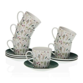 Csésze Szett Alátétekkel Versa Sansa цветя Tea Porcelán (12 Darabok) kép