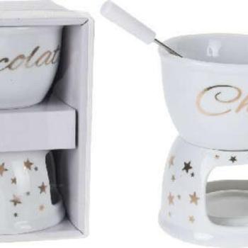 CSOKI FONDUE SZETT PORCELÁN 12X15X18,5CM kép