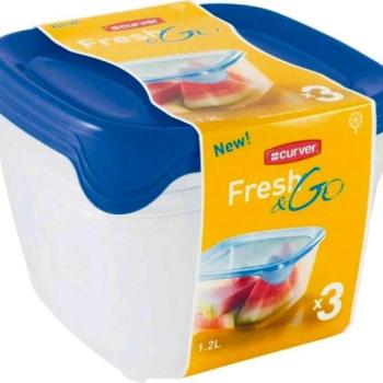 Curver FRESH&amp;amp;GO szögletes ételtartó szett 3x1,2 l kép