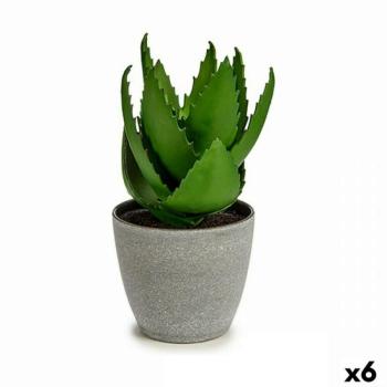 Dekor növény Aloe vera 15 x 23,5 x 15 cm Szürke Zöld Műanyag (6 e... kép