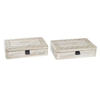 Dekoratív doboz DKD Home Decor Természetes Fa MDF 28 x 18 x 6,5 c... kép