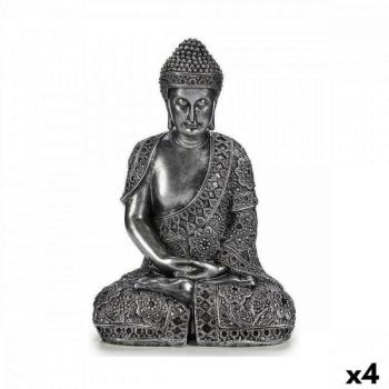 Dekoratív Figura Buddha Ülés Ezüst színű 17 x 32,5 x 22 cm (4 egység) kép