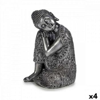 Dekoratív Figura Buddha Ülés Ezüst színű 20 x 30 x 20 cm (4 egység) kép