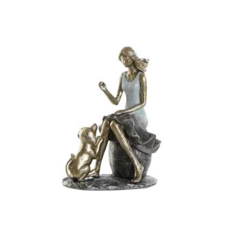 Dekoratív Figura DKD Home Decor Kék Aranysàrga Hölgy 13 x 8,5 x 1... kép