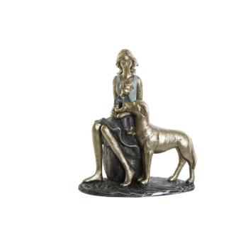 Dekoratív Figura DKD Home Decor Kék Aranysàrga Hölgy 15 x 9,5 x 18 cm kép