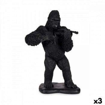 Dekoratív Figura Gorilla Hegedű Fekete 17 x 41 x 30 cm (3 egység) kép