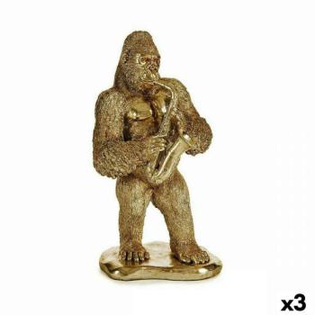 Dekoratív Figura Gorilla Szaxofon Aranysàrga 18,5 x 38,8 x 22 cm... kép