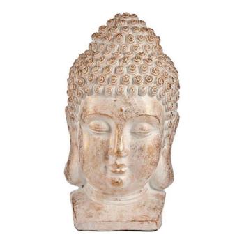 Dekoratív kerti figura Buddha fej Fehér/Arany Polyresin (35 x 65,... kép