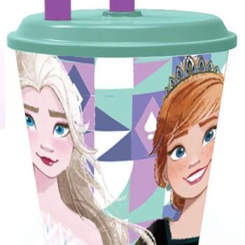 Disney Jégvarázs Ice Magic szívószálas pohár, műanyag 430 ml kép