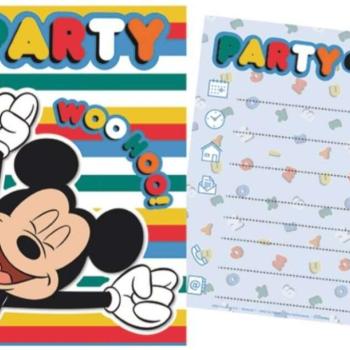 Disney Mickey party meghívó csíkos kép